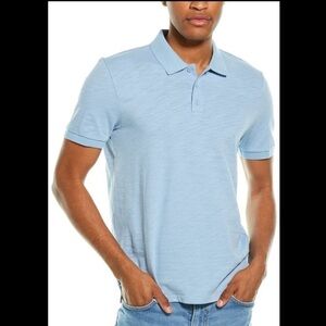 VINCE Cotton Knit Polo Light Blue